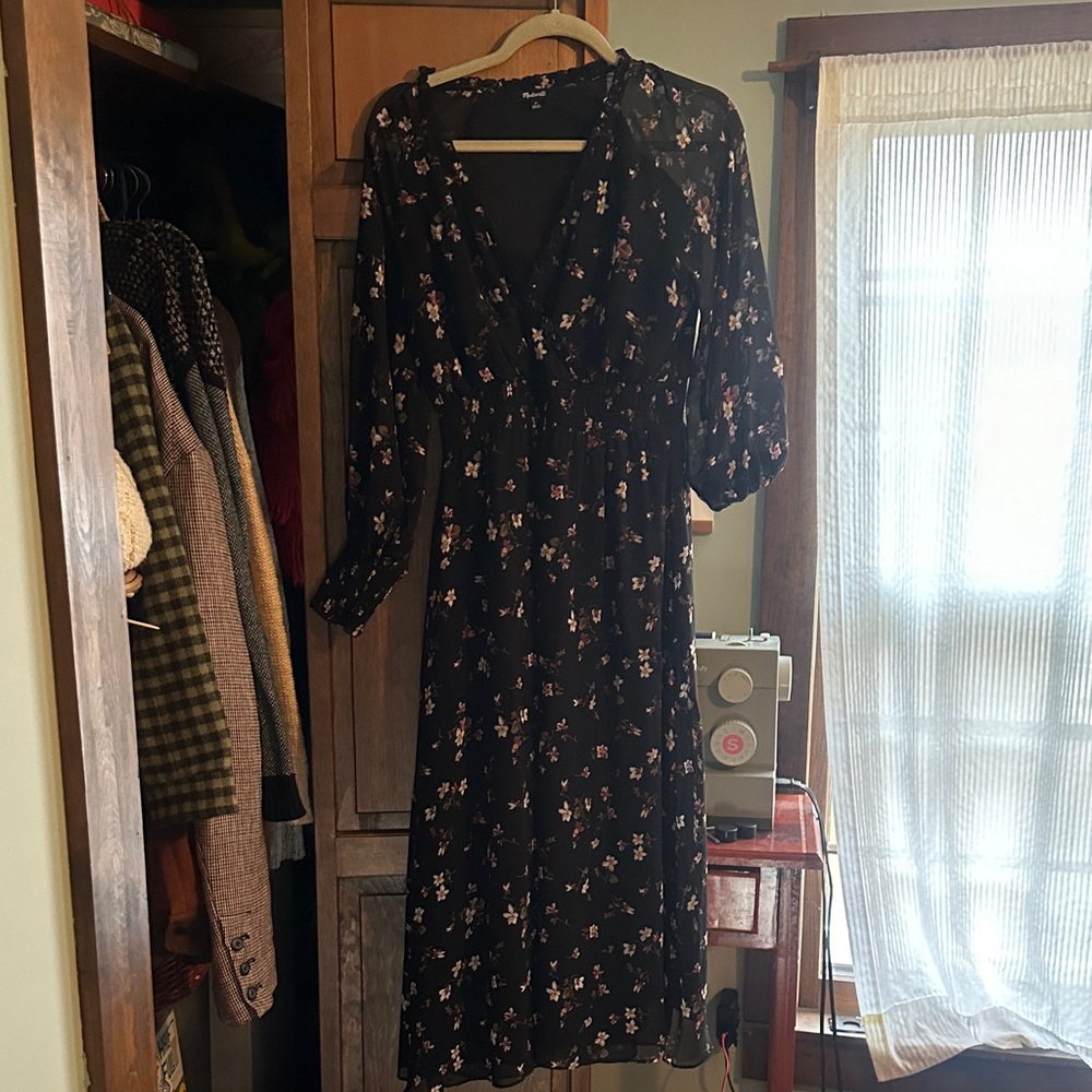 Madewell Floral Black Dress